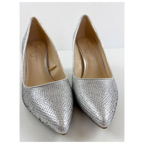 Jessica Simpson Evening Heels Sparkly Rhinestone Silver - Picture 15 of 15